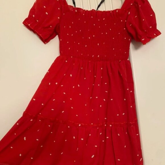 Girl Dalmatian Print Ruffle Hem Shirred Dress 5/6 - Picture 2 of 5